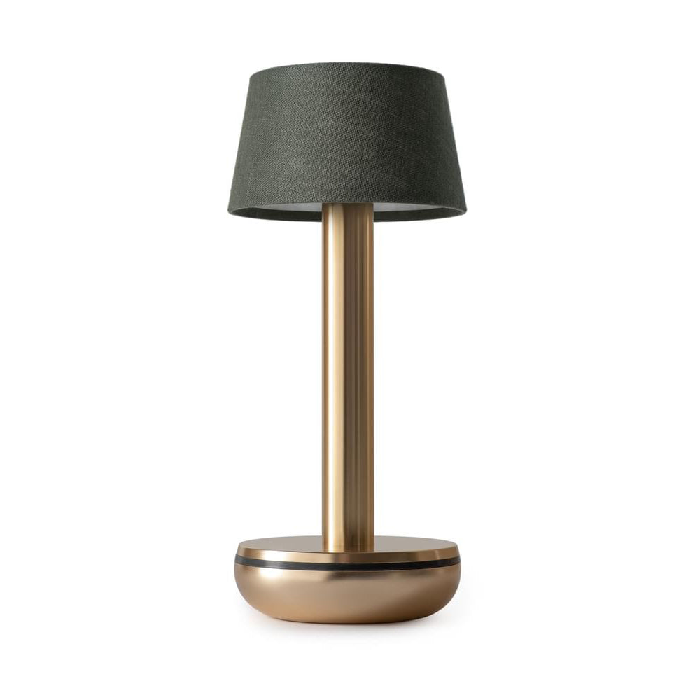 TWO gold / emerald linen