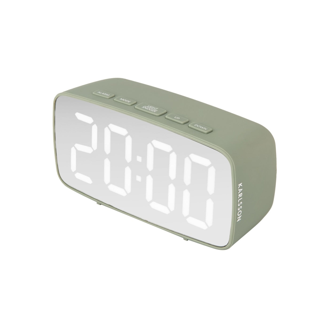 Alarm clock silver mirror LED oval black