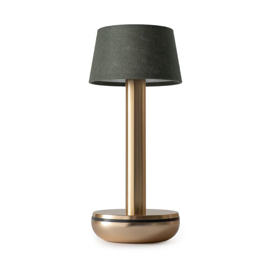 TWO gold / emerald linen