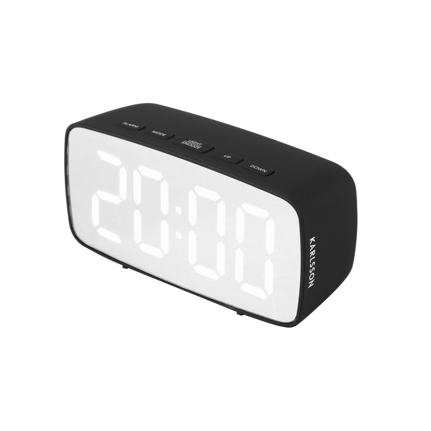Alarm clock silver mirror LED oval black